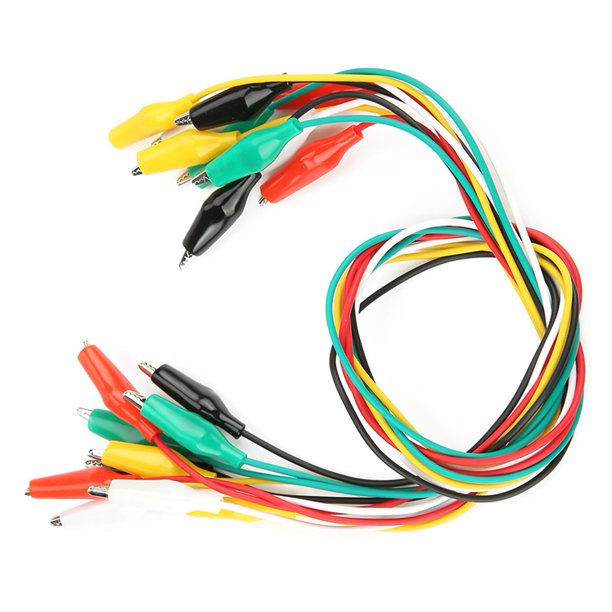 Cables con pinzas cocodrilos - 50cm (Pack de 10)