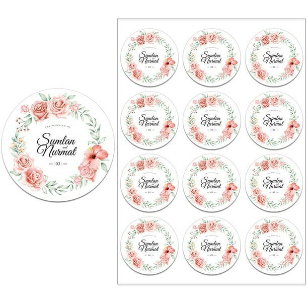 Pegatinas personalizadas para invitaciones de boda, sellos de dulces,  favores, Cajas de Regalo, etiquetas de papel adhesivas, 4,5 cm, 96 unidades  - AliExpress