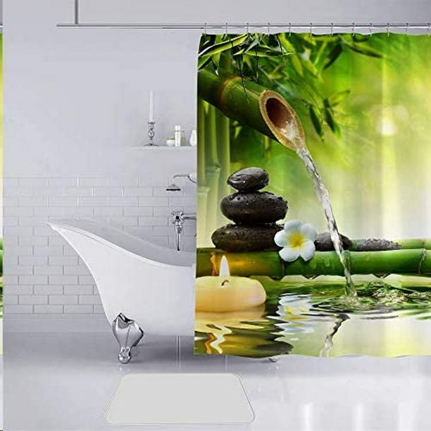 Comprar Cortina de ducha antimoho impermeable de planta verde, cortina de  baño con impresión Digital sin perforaciones, cortina impermeable para  ducha