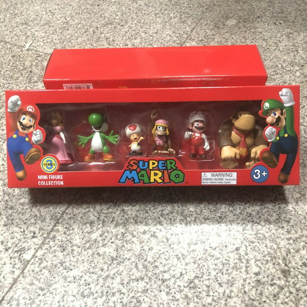 Figuras de acción de Super Mario Bros para niños, juguetes de Pvc, modelos  de Luigi, Yoshi, Donkey Kong, seta, regalos de cumpleaños, 6 unidades por  Set zhangmengya