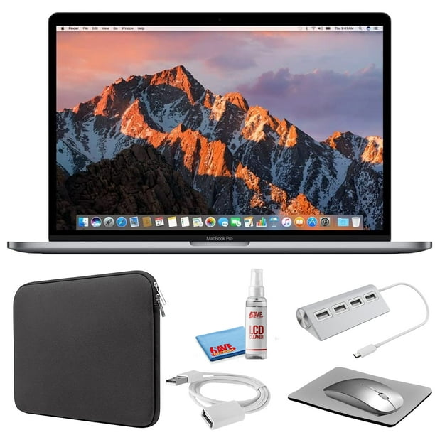 Apple MacBook Pro de 15 pulgadas (i7 de 2,7 GHz, SSD de 512 GB) (finales de 2016, MLH42LL/A) - Paquete gris espacial con funda con cierre + kit básico para portátil +