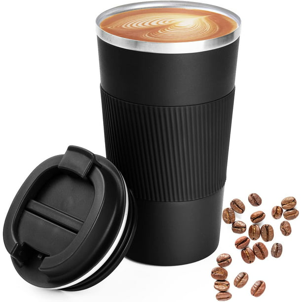 Taza de viaje para café, vaso térmico de acero inoxidable de 16.9 fl  oz/16.9 onzas, juego con 2 tazas adicionales para café, bebidas calientes y