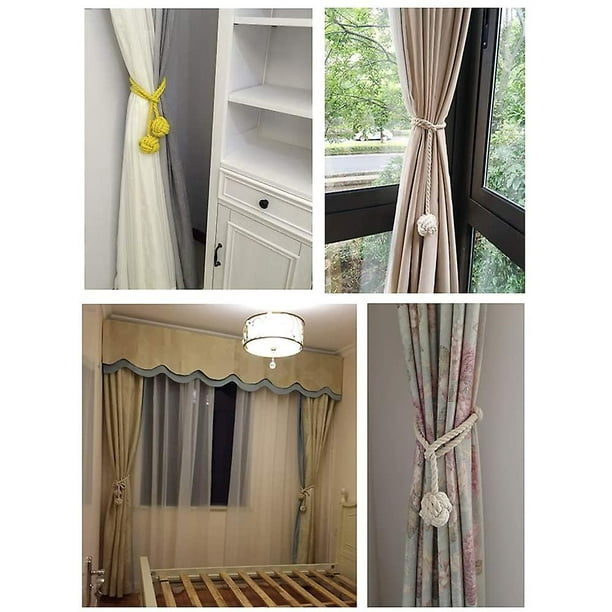 2 alzapaños de cortina, alzapaños de cortina, cuerda de alzapaños de cortina  de algodón tejida a