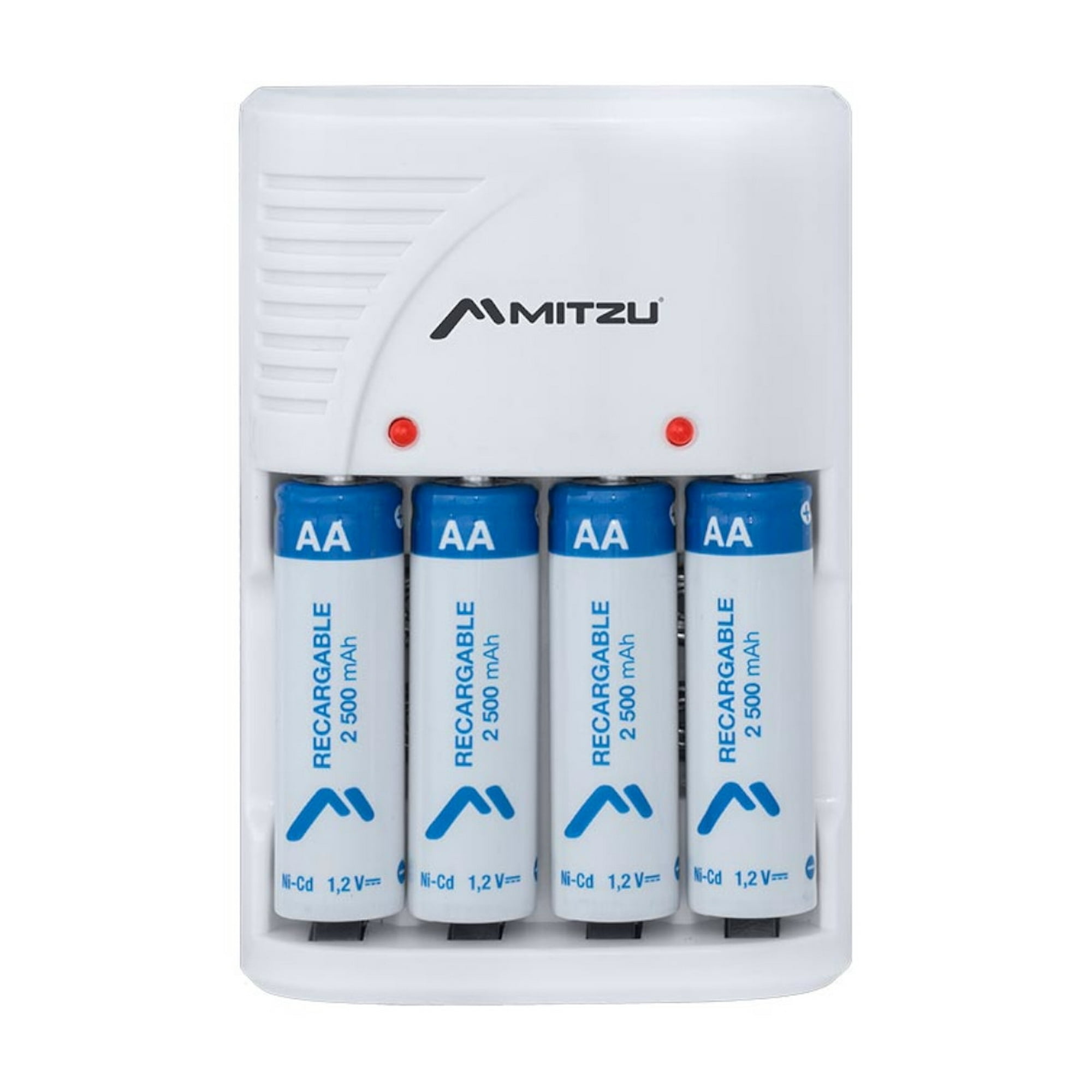 Cargador de batería inteligente AA / AAA LED de 4 bahías + 4 pilas AA 2700  mAh NiMH