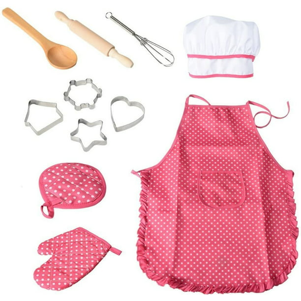 G2PLUS Delantales de algodón para niños, delantal para niños pequeños con  bolsillo, delantal con patrón de cupcakes para cocinar, hornear, Navidad