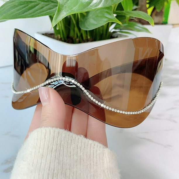 Y2K-gafas de sol de una pieza para hombre y mujer, lentes de