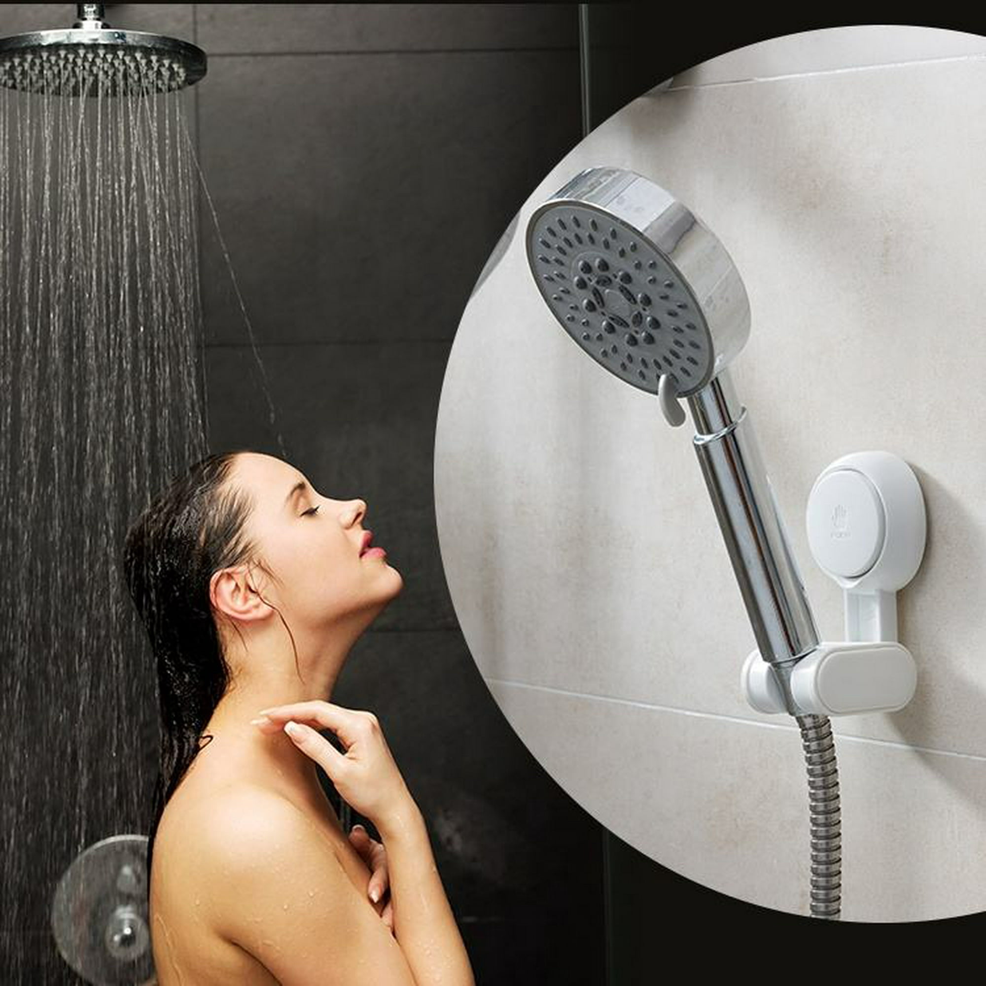 2 uds soporte para cabezal de ducha ventosa sin taladrar soporte de cabezal  de ducha impermeable ángulo de altura colgador de cabezal de ducha  ajustable para baño montado en la pared