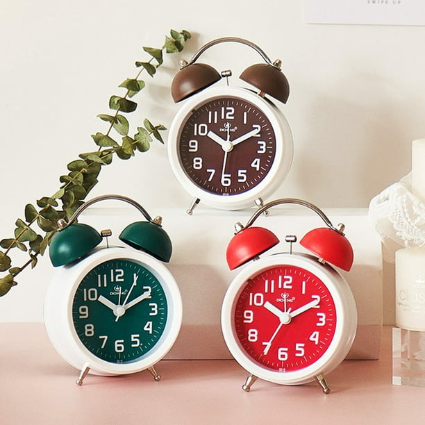 Reloj Despertador Estilo Con Doble Campana Mesita De Noche Y Reloj De  Estante Verde JM