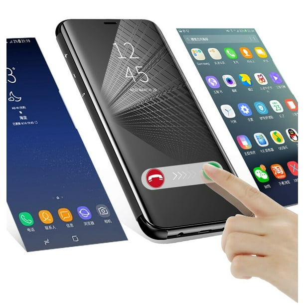 Funda con tapa de espejo Clear View para Samsung Galaxy S10 Plus Negro