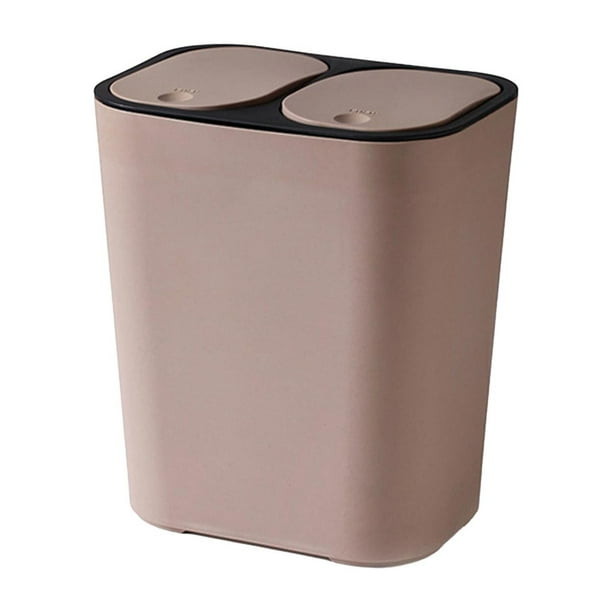 Cubo de basura con pedal de 2 cubos con tapa, de acero inoxidable,  contenedor de basura grande para clasificación, para baño, cocina (color  pedal