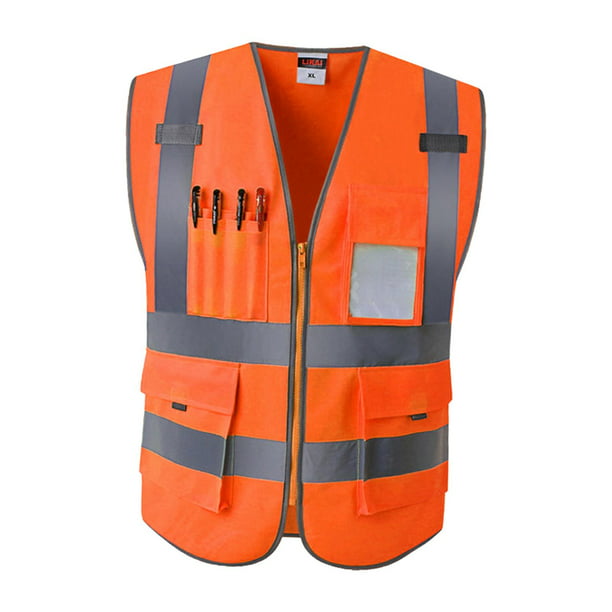 Rizanee Chaleco de caza para hombre, color naranja rojizo, chaleco de  seguridad con múltiples bolsillos (etiqueta 3XL / XL de EE. UU.), Naranja