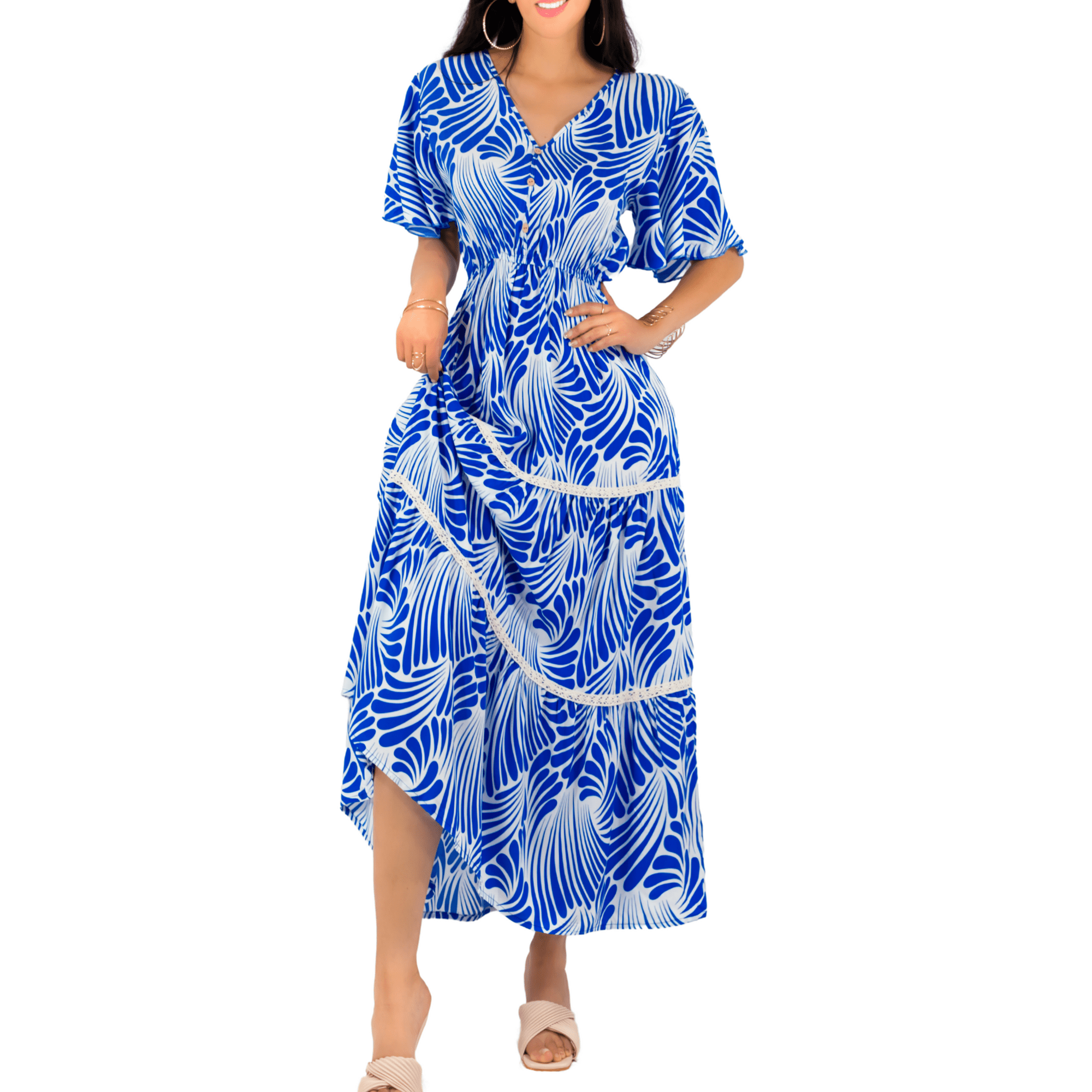 Vestido largo casual mujer fresco cómodo primavera verano