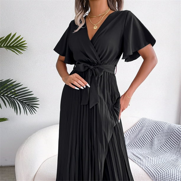 Suri rebanada legislación Vestido De Mujer Primavera verano vestidos casuales cinturón vestido  femenino para cóctel (negro XL) Cgtredaw Para estrenar | Walmart en línea