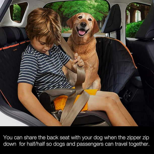 Funda de asiento de coche para perro para asiento trasero, hamaca  impermeable para perros con ventana de malla y cinturón de seguridad para  mascotas