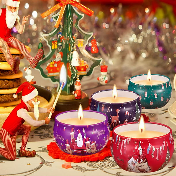 Juego de regalo de 8 piezas de velas aromáticas, velas aromáticas  navideñas, velas de cera de soja 100% natural, velas de aromaterapia para  regalos de Navidad, decoración navideña Afortunado Sencillez