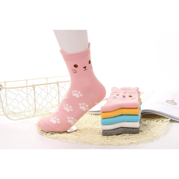  BONANGEL Calcetines de algodón divertidos para mujer y niña,  diseño de comida de animales lindos y locos, regalo para niñas, 06  pares-Animal1 : Ropa, Zapatos y Joyería