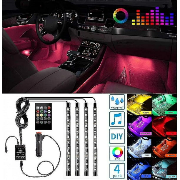 Luces interiores led para coche, controlador de luces led para coches, kits  de iluminación de música multicolor con control inalámbrico y función de  sonido activo, coche Afortunado Sencillez