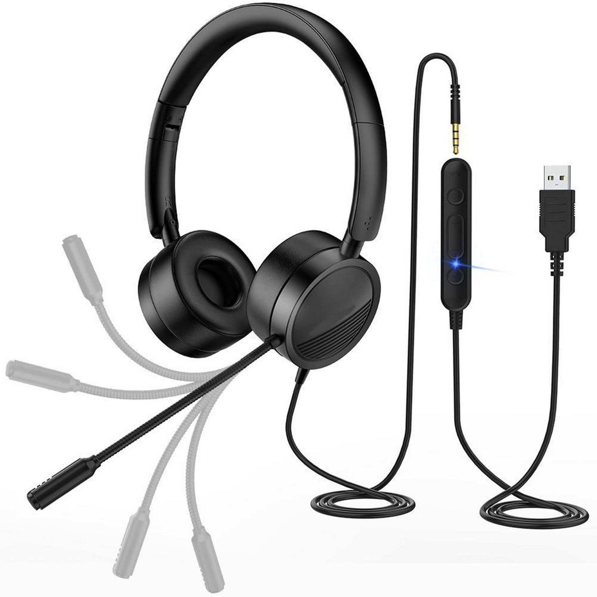 New Bee-auriculares USB H360 con micrófono para PC, cascos de negocios de  3,5mm con