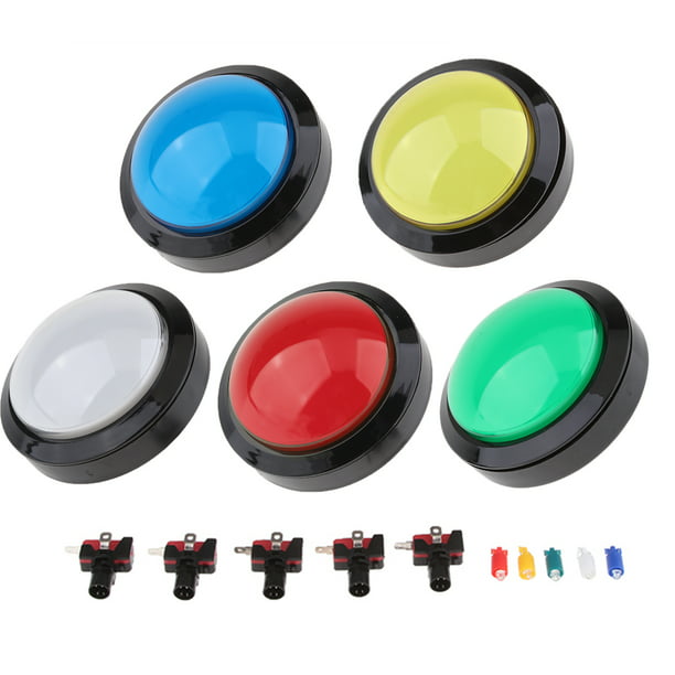 uxcell Botón pulsador de juego 34x34 cuadrado 12V LED iluminado interruptor  de botón con micro interruptor para videojuegos arcade 5 colores 5 unids
