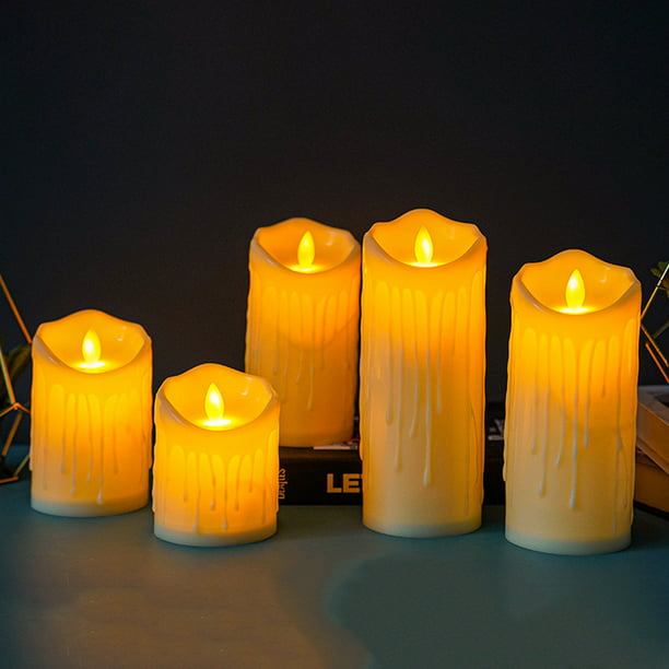 Vela LED sin llama con luz parpadeante para boda, fiesta en casa,  decoración (7,5 x 17,5 cm) Lamparas