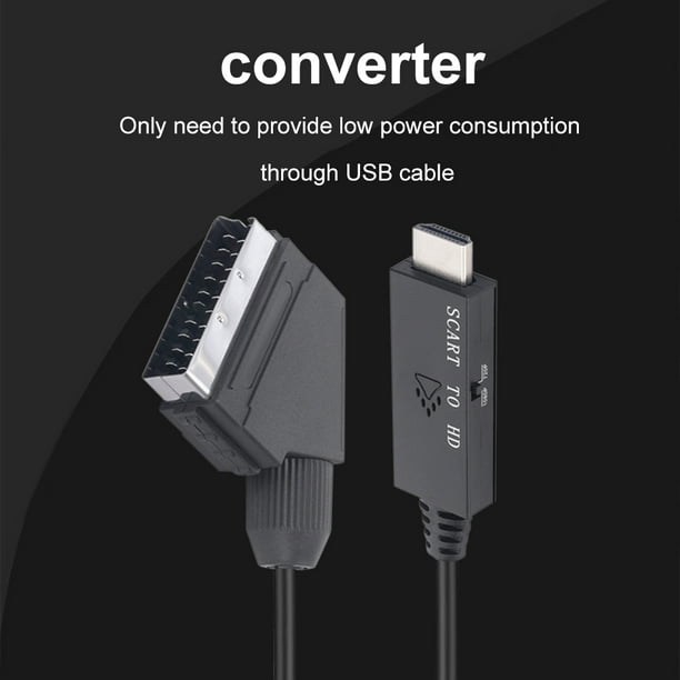Cable convertidor compatible con Scart a Hdmi, adaptador de Audio