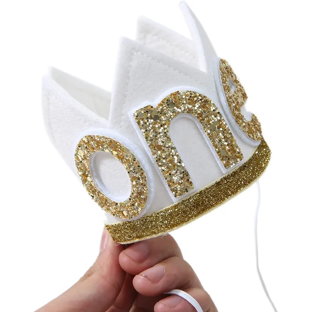 Corona de bebé para 1er cumpleaños - Diadema de fiesta de primer cumpleaños,  corona de brillo JAMW Sencillez