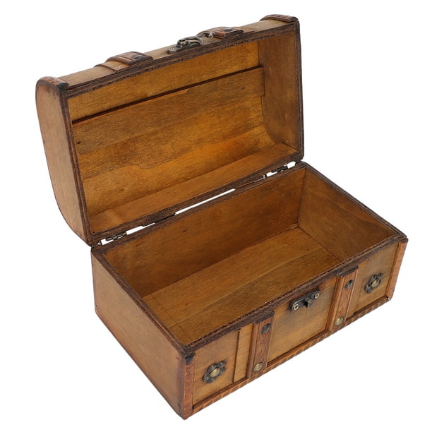 Maleta vintage antigua caja de almacenamiento de cuero no tejido con  remaches de metal, pequeña, fácil de llevar, adecuado para accesorios de