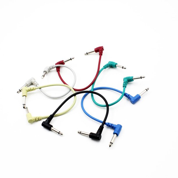 Cables de Guitarra eléctrica multicolor de 6 piezas, conector en ángulo de  6,35 a 6