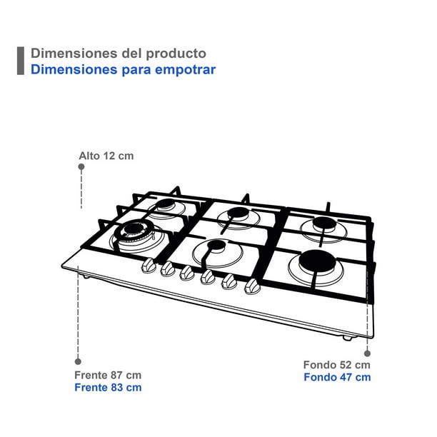 SUPRA Horno a gas para empotrar en acero inoxidable y cristal templadocolor  negro con quemador de horno y asador para gas L.P., Mod. HG-60-CC :  : Hogar y Cocina