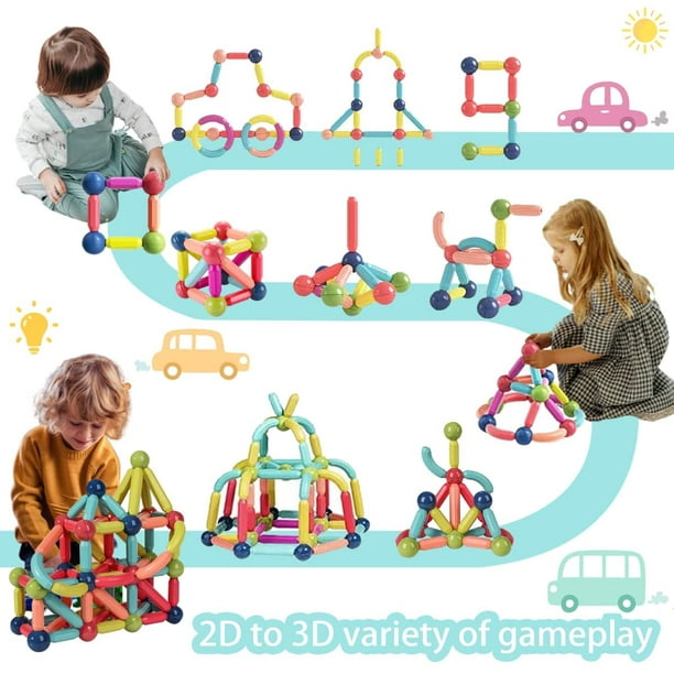 Juguetes para niños y niñas de 4 a 5 años, juguetes para niños pequeños,  bloques magnéticos, palos, azulejos, construcción, aprendizaje, educación