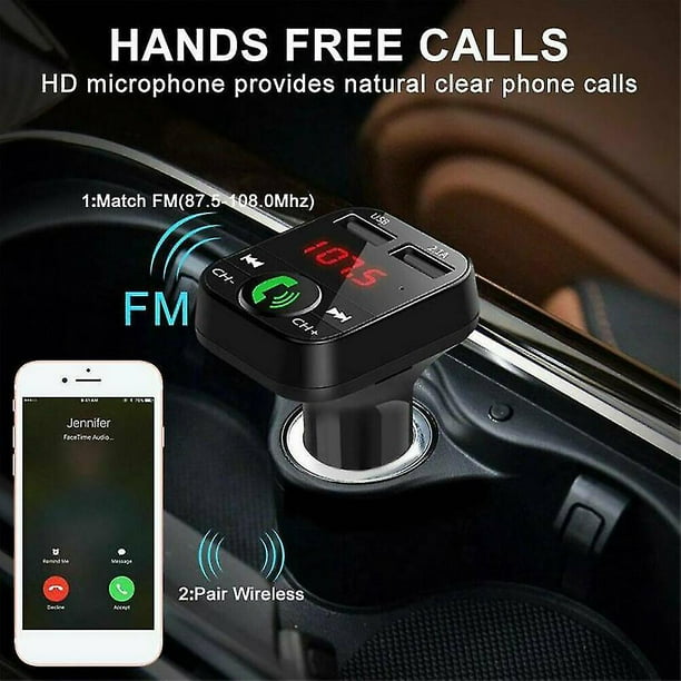 Transmisor Bluetooth Fm Dual Usb Manos Libres V4.1 Carro Mic