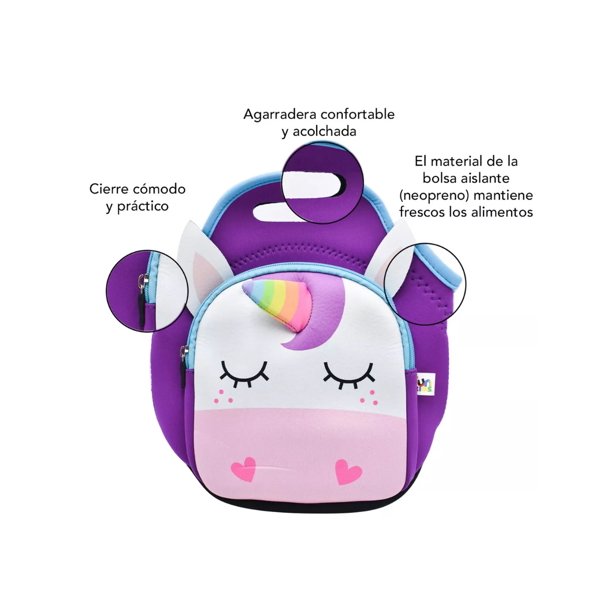 Neceser infantil para niñas y niños, Unicornio-púrpura