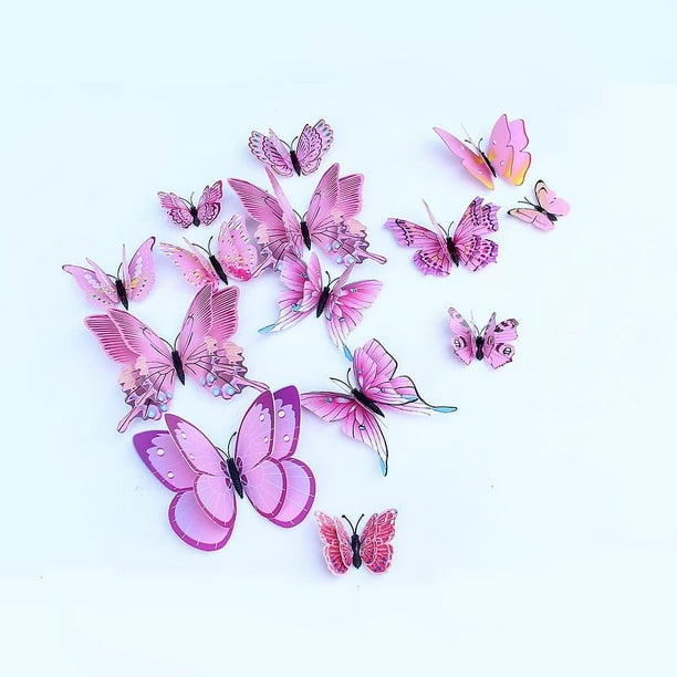 INSTALACIÓN MARIPOSAS decorativas rosa ombre Mariposas adhesivas rosa  pastel 3D Decoración de arte de pared de mariposa en tonos rosas -   México