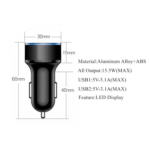 Contact Cargador de Coche USB 2.0 + USB-C 15.5W Negro