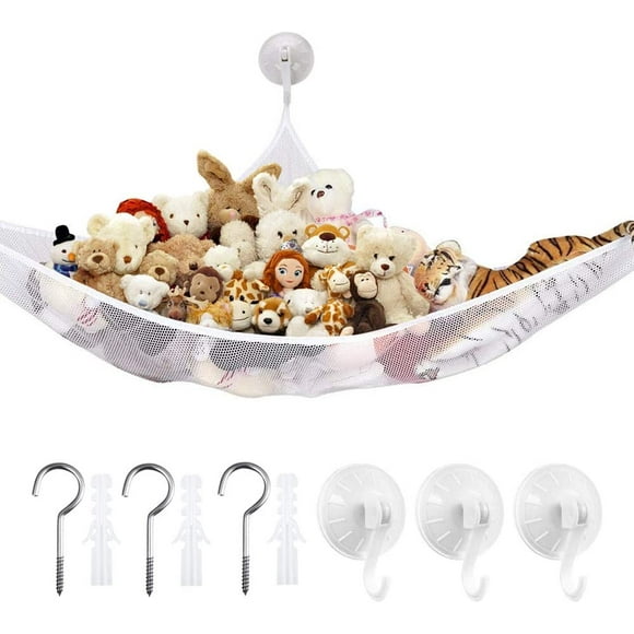 redes para hamacas de juguete bolsa organizadora de juguetes para colgar red de almacenamiento para juguetes habitación de niños osos de peluche blanco adepaton organizadores para closet