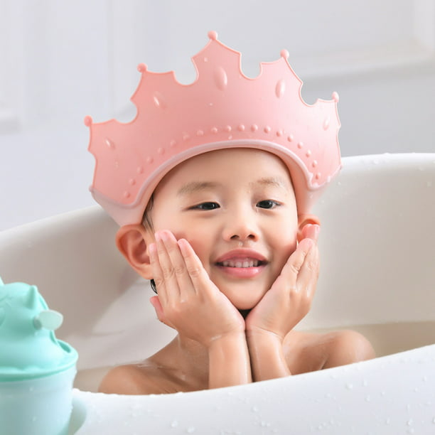 Gorro de ducha para niños, ayuda para el lavado del cabello del bebé,  champú para niños, gorro para la ducha del bebé, corona ajustable, lavado  del cabello, escudo de protección para niños (