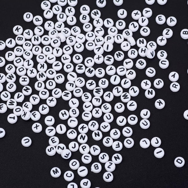 200 piezas de abalorios espaciadores sueltos de acrílico mezclados para  joyas 7 mm / 0,27 '' abalorios de letras abalorios letras negras perfecl  Cuentas acrílicas para manualidades.