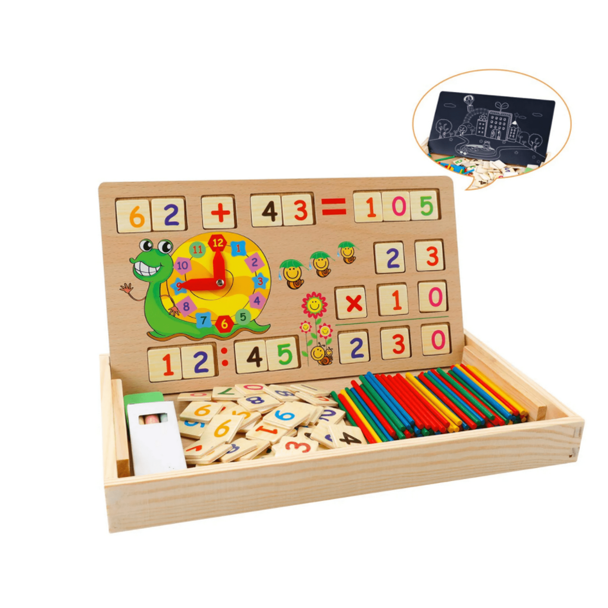 Juguetes de matemáticas Montessori, caja de aprendizaje de madera, juego de  aprendizaje de números con dibujo, tablero de madera, juguetes educativos  para niños de 3, 4 y 5 años Xemadio ZH-499