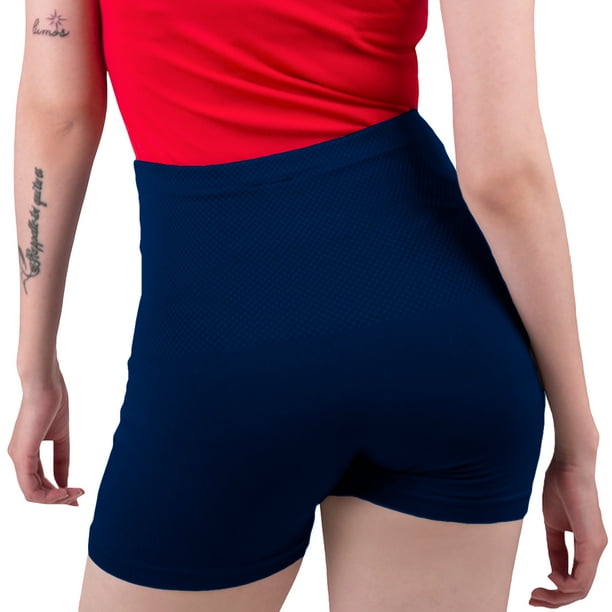 Pantalones cortos de LICRA de cintura alta para mujer, Shorts de