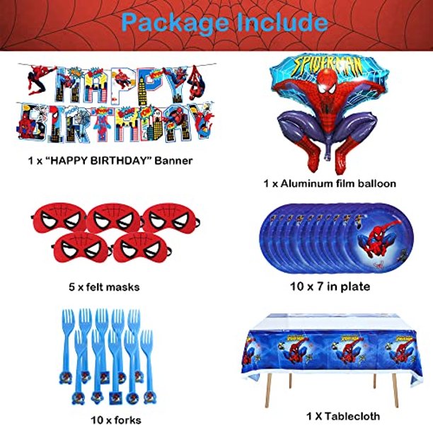  Spiderman - Suministros para fiesta de cumpleaños