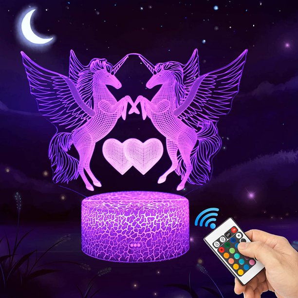 Luz nocturna de unicornio para niños y bebés, lámpara de ilusión