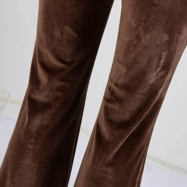 Gibobby Pantalones para el frío de mujer Pantalones de terciopelo para mujer,  cintura alta, pierna ancha, elásticos, cintura elástica, pantalones con  frontal(Negro,M)