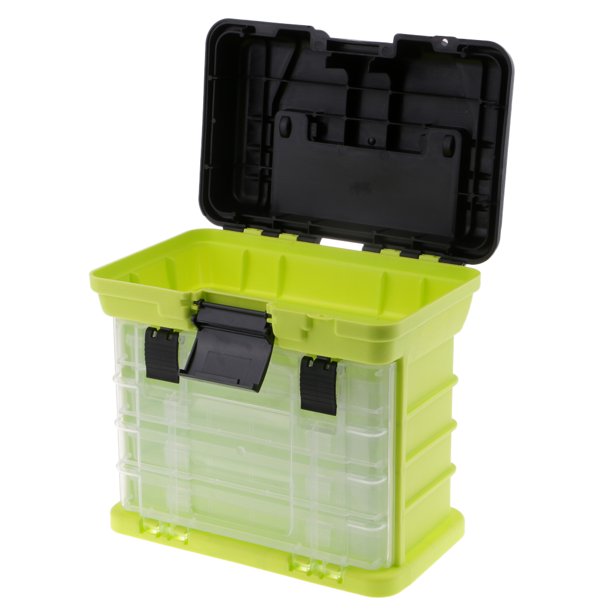 Caja de cuatro capas para artículos de pesca, color amarillo: Sunnimix Caja  de Aparejos de Pesca