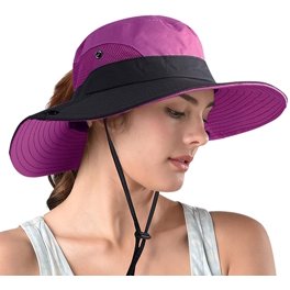 Sombreros De Sol con Cola De Caballo para Mujer Sombrero De Pesca para  Senderismo Al Aire Libre con Solapa para El Cuello Sombrero De Pescador con  Protección UV Gorras De Playa para