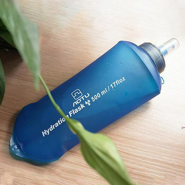 Botella de agua plegable Bolsa de agua portátil Botella de agua plegable  reutilizable Botella de bebida plegable para correr Viajar Ciclismo  Gimnasio Azul Sunnimix Botella de bebida plegable