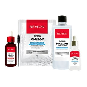 Revlon - Set Aceite de Ricino, Agua micelar todo en 1, Mascarilla Facial y Suero de Ácido Salicílico