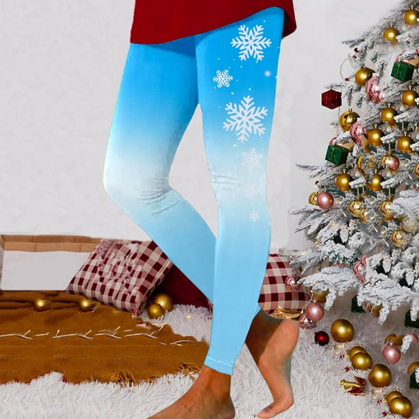 Gibobby Leggins termicos mujer Leggings deportivos estampados navideños de  moda informal para mujer Leggings de yoga informales(Azul celeste,XG)