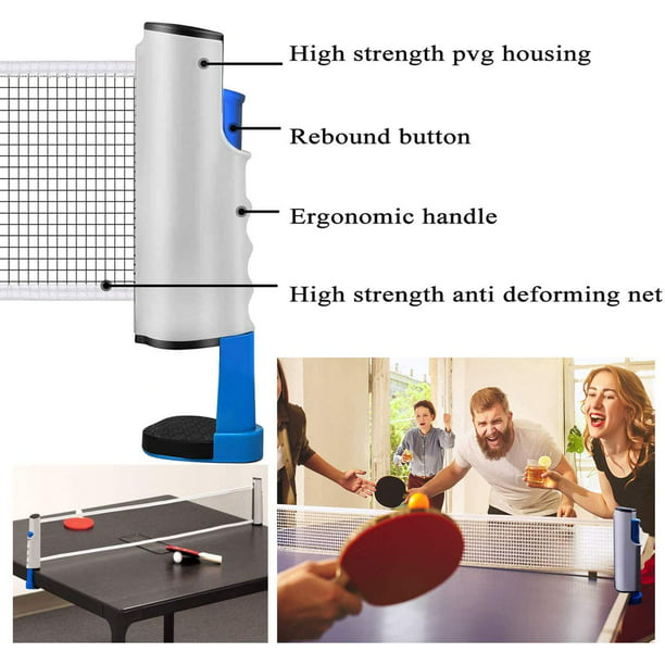 Red de tenis de mesa extensible, red retráctil ajustable, red de repuesto  de ping pong portátil para mesa de tenis de mesa, mesa de oficina, mesa de  comedor, longitud ajustable 190 cm (