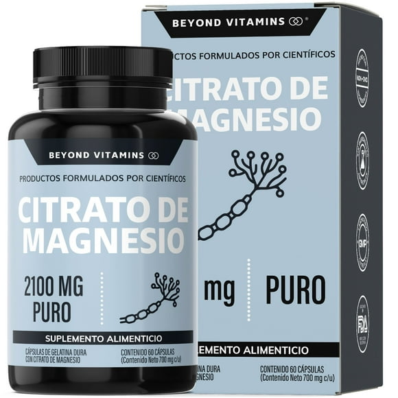 citrato de magnesio suplemento alimenticio 2100mg 60 cápsulas beyond vitamins 1 magnesium citrate  suplemento alimenticio vitaminas en cápsulas