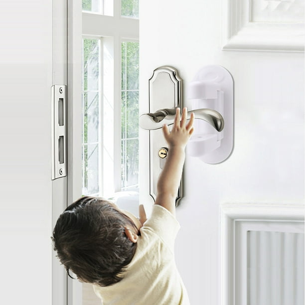 Bloqueo de palanca de puerta a prueba de niños (4 unidades) evita que los  niños abra las puertas. Fácil operación con una mano para adultos. ABS